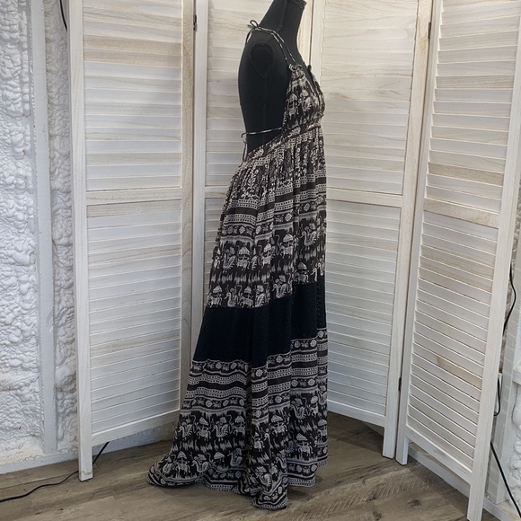 Free People Printed Triangle Top backless Boho Maxi Festival Dress XS - Picture 4 of 14
